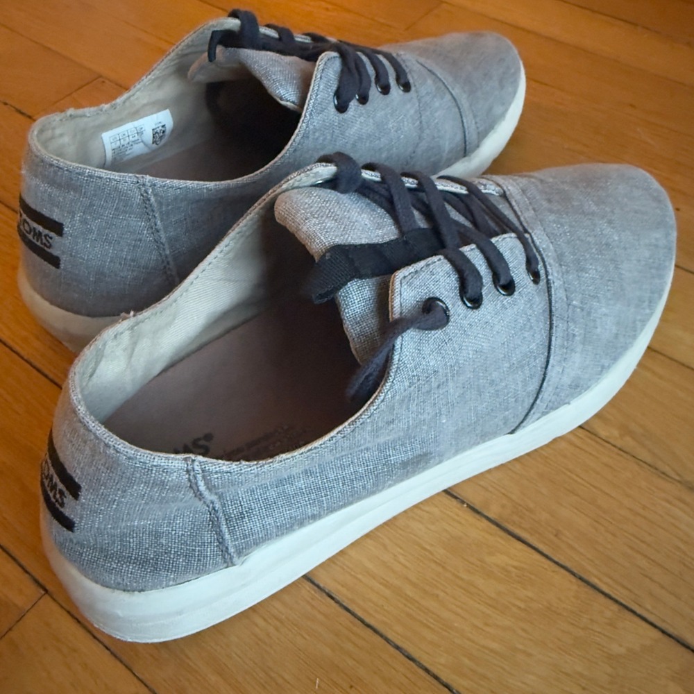 Toms Del Rey Mens Grey Chambray Linen Lace Up Sneakers Size 11 10011628 - Picture 4 of 12